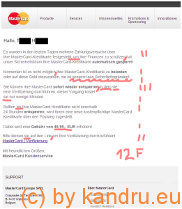 Korrektur der MasterCard-Mail